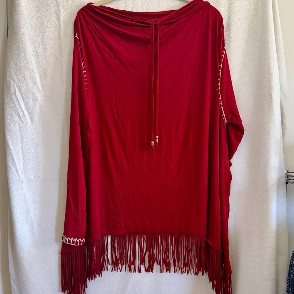 Double D Ranch Red Top w/Fringe Size Large - Picture 4 of 8